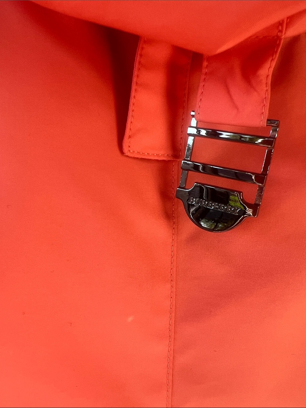 Burberry Bright Orange Hooded Raincoat with Check Lining - Picture 7 of 13